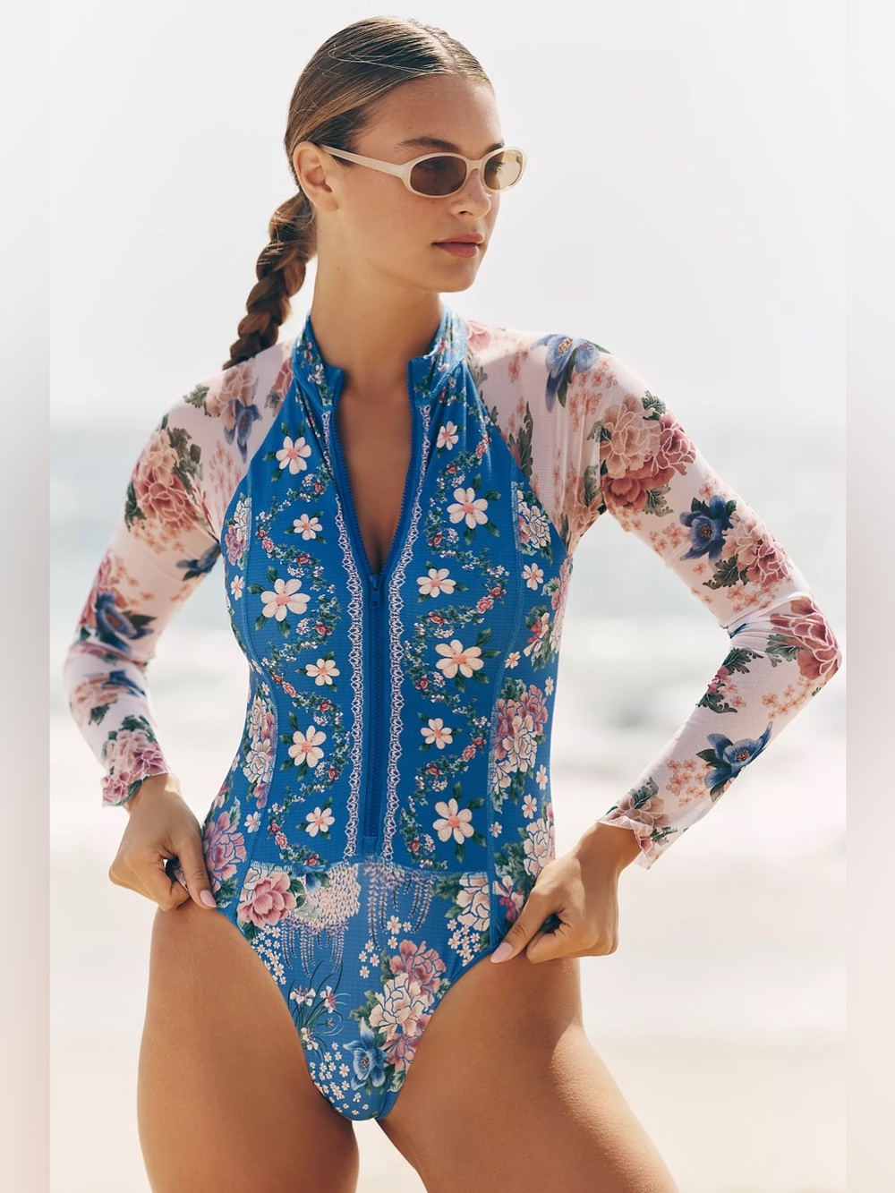 Agua Bendita Monti Long-Sleeve One-Piece Swimsuit